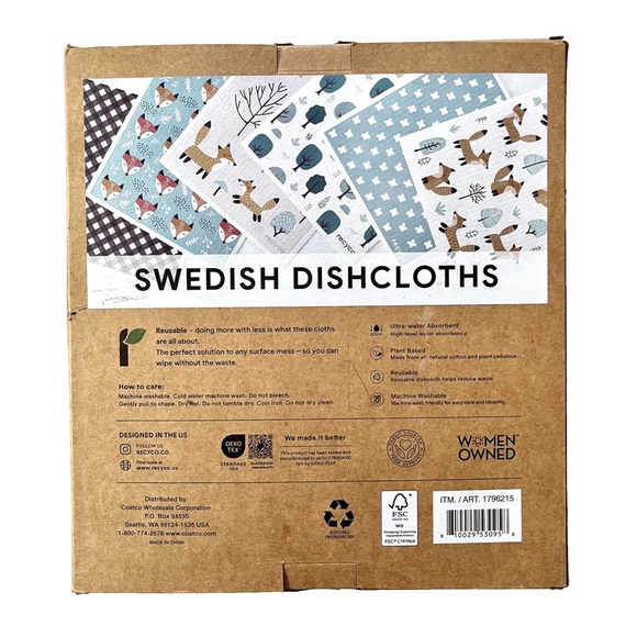 Swedish Dishcloths Reusable Assortment (12 Pack) - Fox Forest Print Housewears - Picture 3 of 5